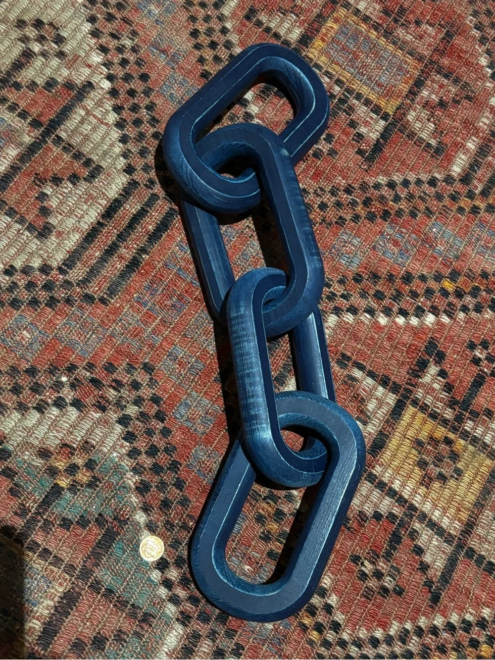 Decorative Blue Wooden Chain Link Sculpture
